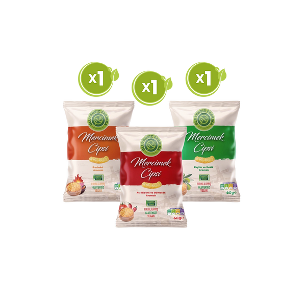Mercimek Cipsi 60 g Karma Paket (3 Çeşit)