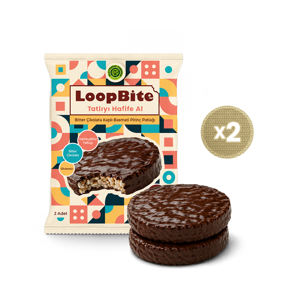 LoopBite Bitter Çikolata Kaplamalı Basmati Pirinç Patlağı x 2 Paket