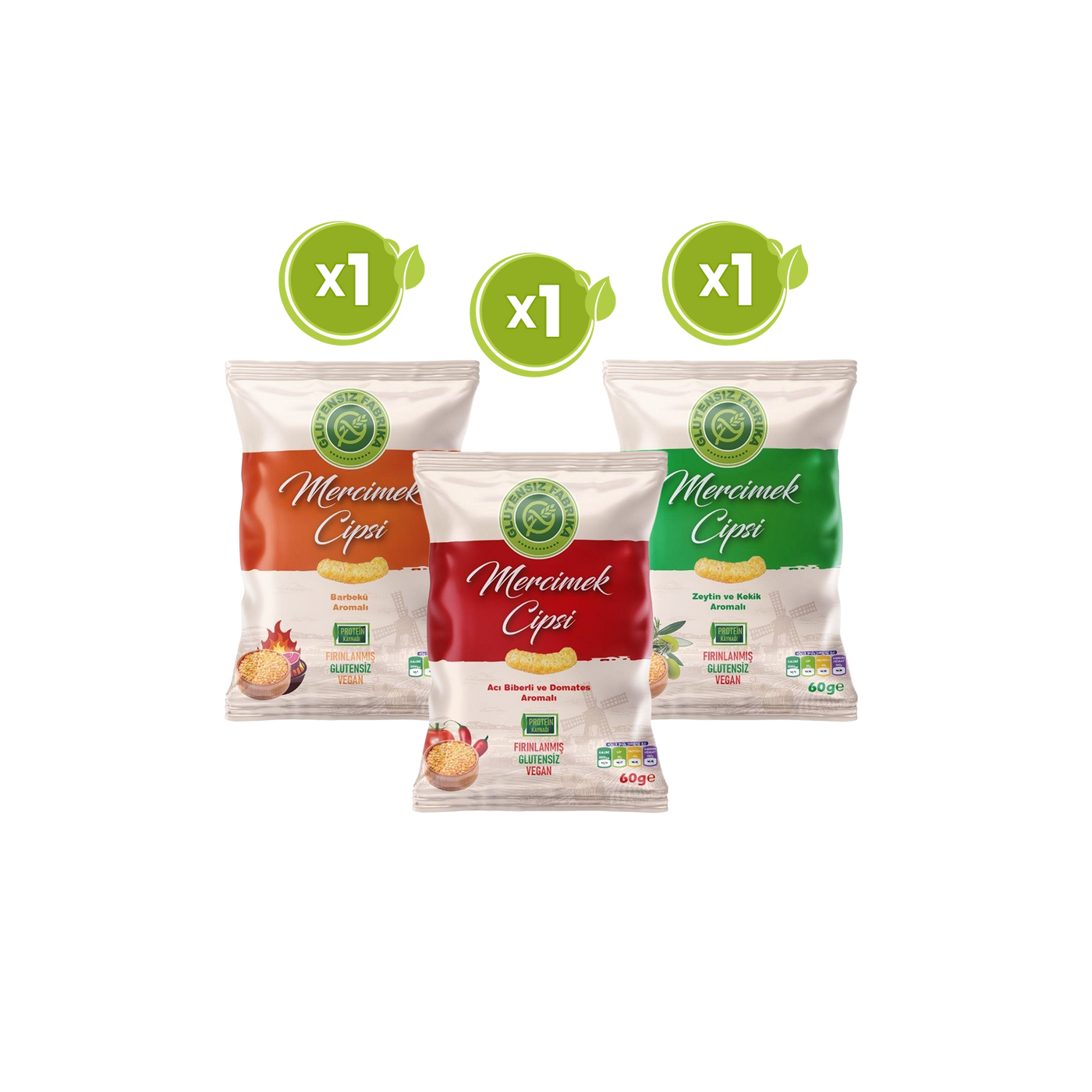 Mercimek Cipsi 60 g Karma Paket (3 Çeşit)
