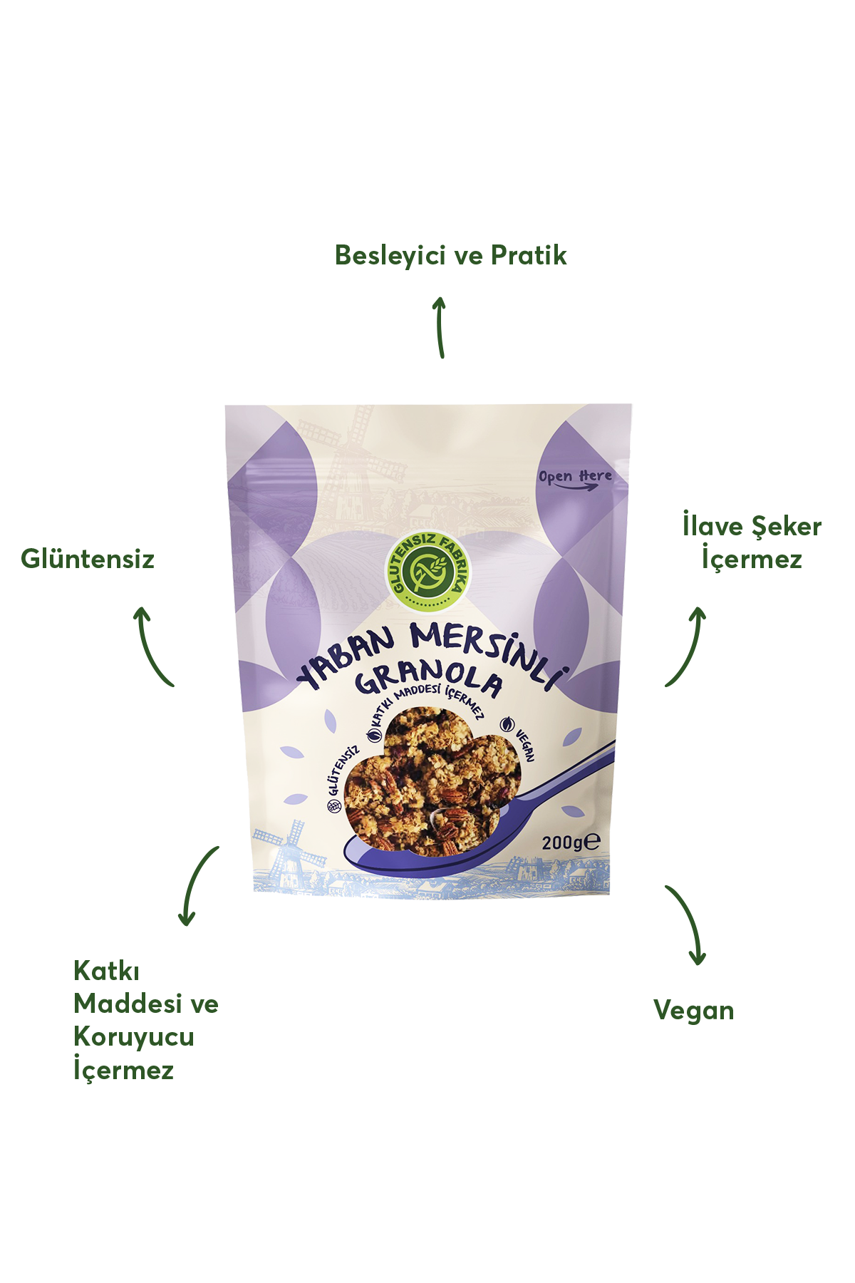Yabanmersinli Yulaf & Karabuğday Granola 200 g