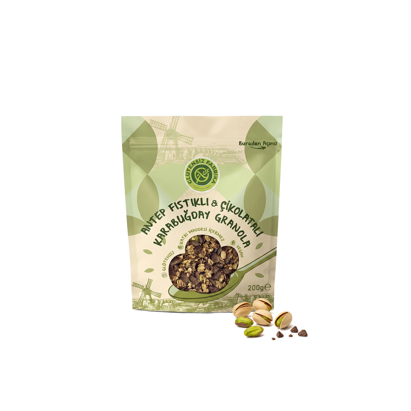 Antep Fıstıklı & Çikolatalı Karabuğday Granola 200g