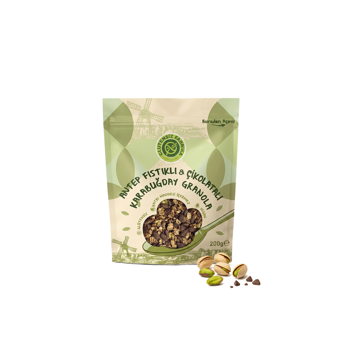Antep Fıstıklı & Çikolatalı Karabuğday Granola 200g