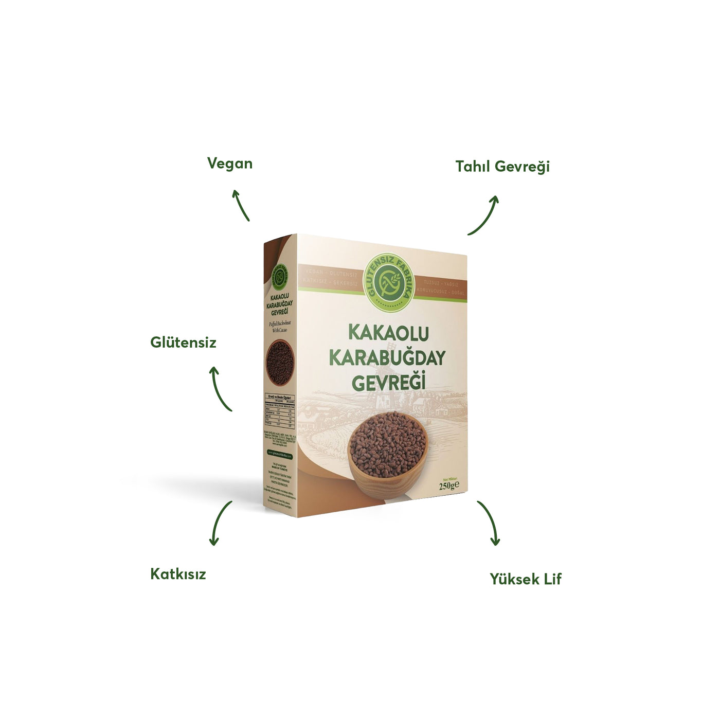 Glütensiz Kakaolu Karabuğday Gevreği 250 g