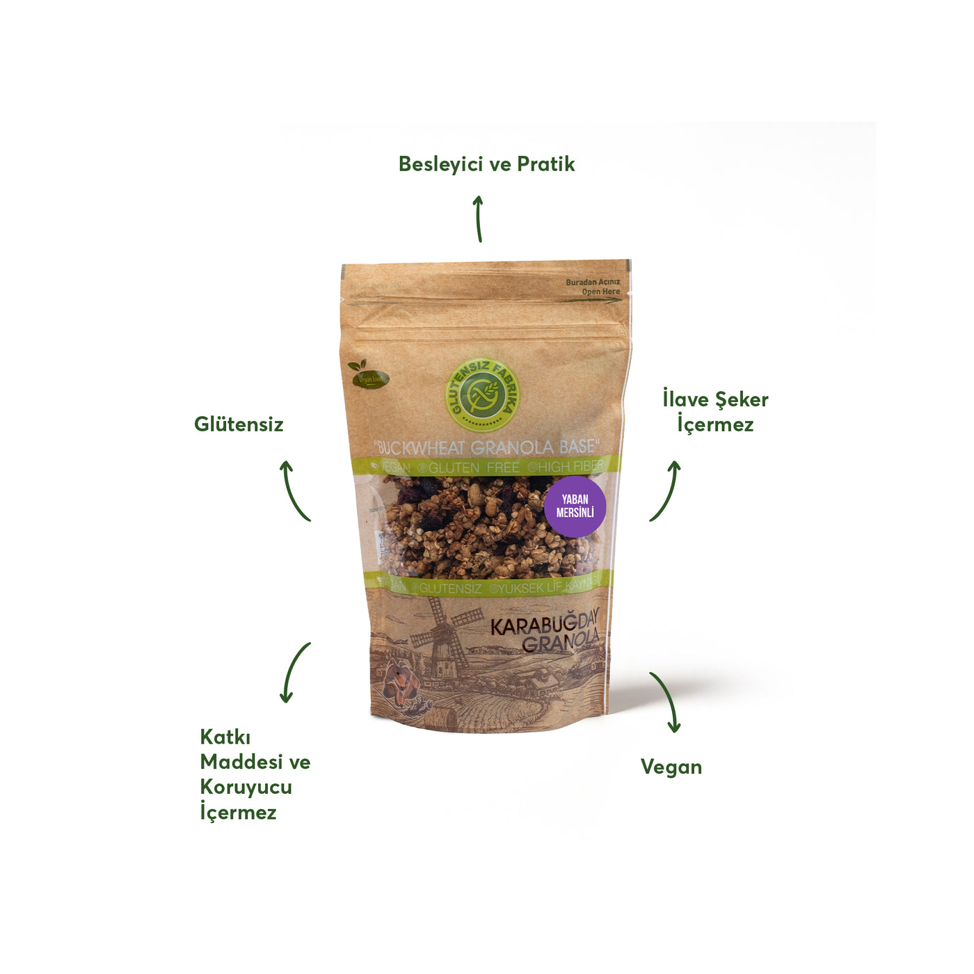 Yabanmersinli Yulaf & Karabuğday Granola 300 g