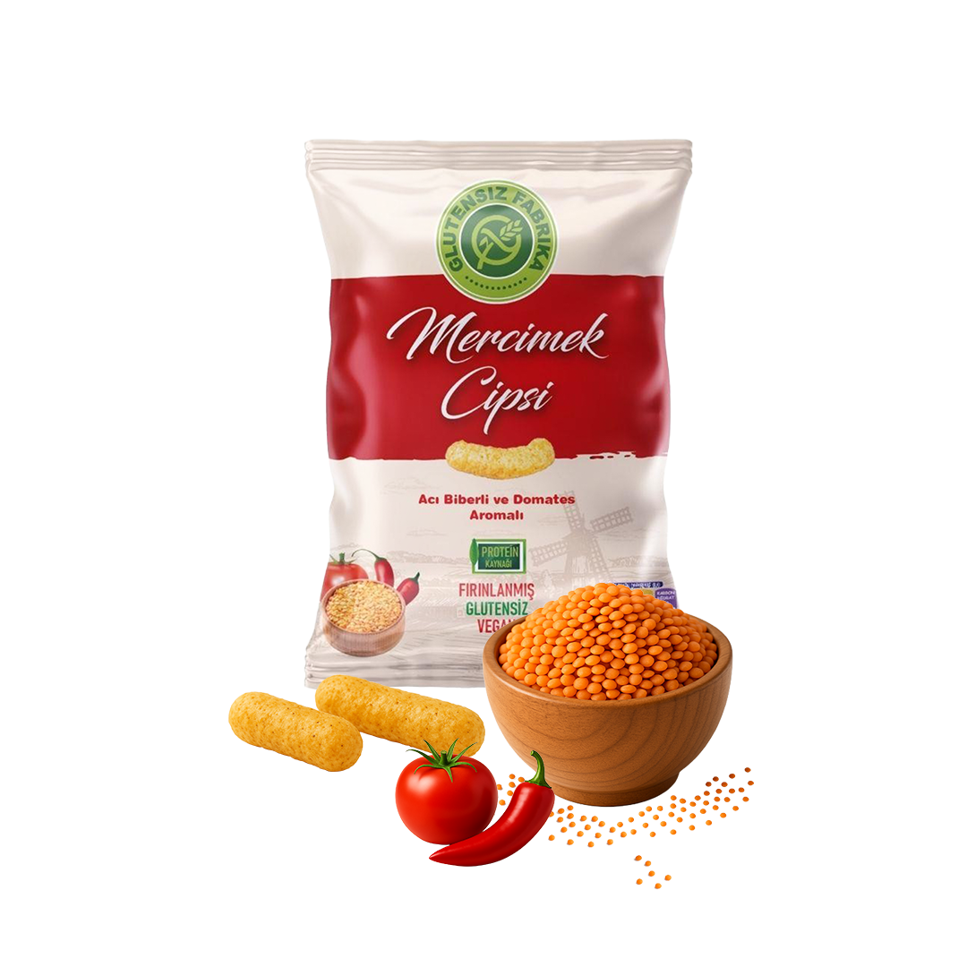 Acı Biberli ve Domates Aromalı Mercimek Cipsi 60 g x 3 Paket