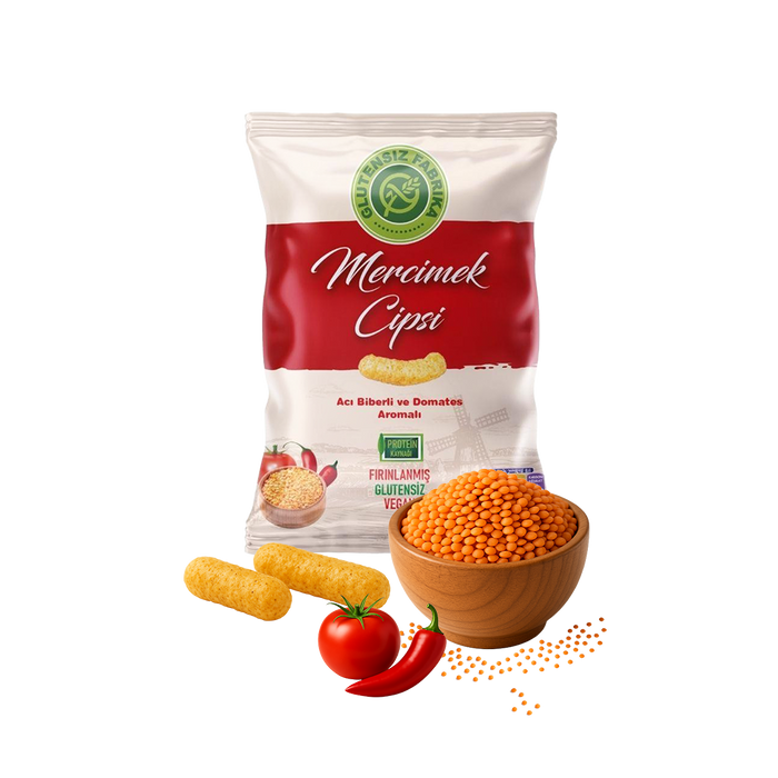 Acı Biberli ve Domates Aromalı Mercimek Cipsi 60 g x 3 Paket