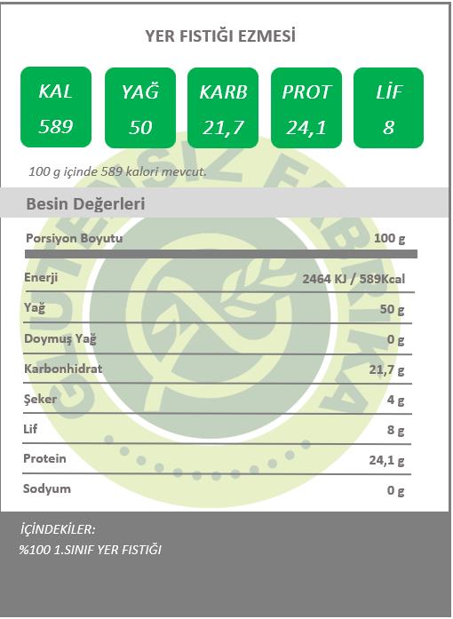 Glütensiz %100 Yer Fıstığı Ezmesi 300 g