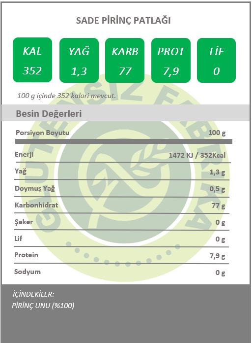 Pirinç Patlağı Sade 250 g (Glütensiz & Vegan)