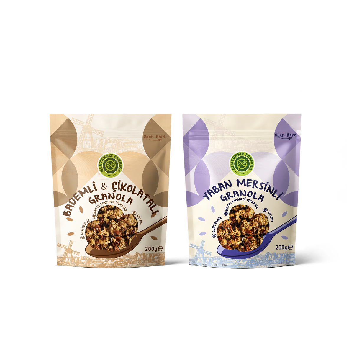 200 gram 2 paket Granola (Yaban Mersinli & Bademli Çikolata Parçacıklı)