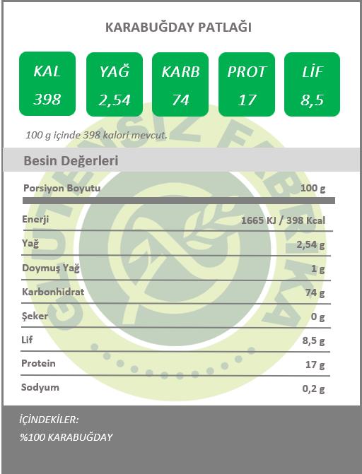 Karabuğday Patlağı Sade 100 g x 12 Paket (Glütensiz & Vegan)