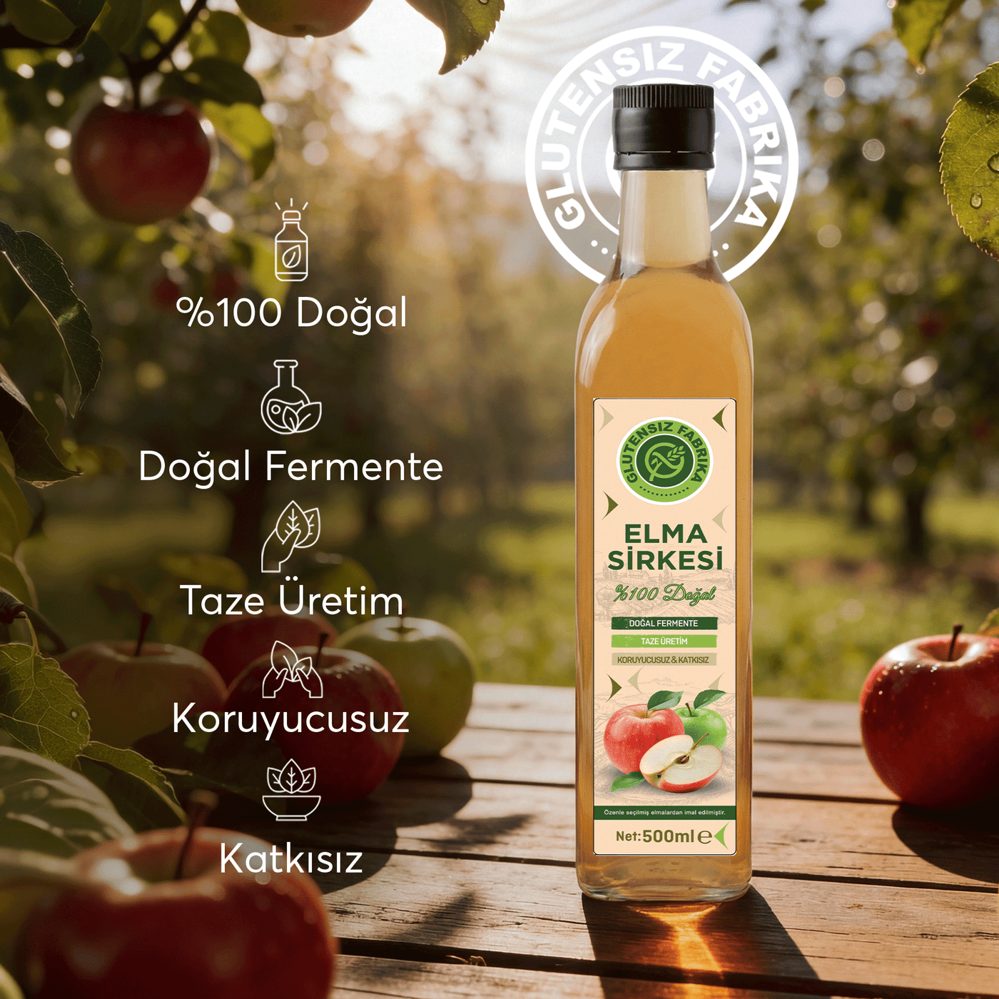 %100 Doğal Elma Sirkesi 500 ml
