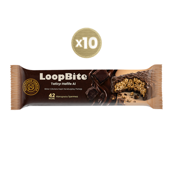 LoopBite Bitter Çikolata Kaplamalı Karabuğday Patlağı x 10 Paket