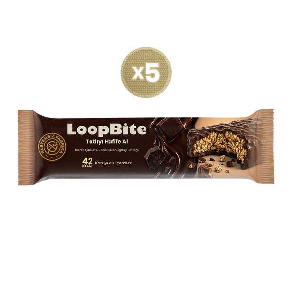 LoopBite Bitter Çikolata Kaplamalı Karabuğday Patlağı x 5 Paket